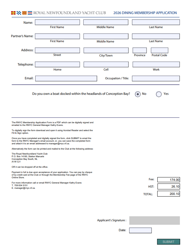 RNYC 2023 Social Membership Application